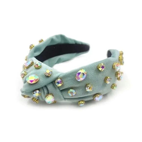 Luxury Knotted AB Crystal Headband in Baby Blue - Picture 1 of 6